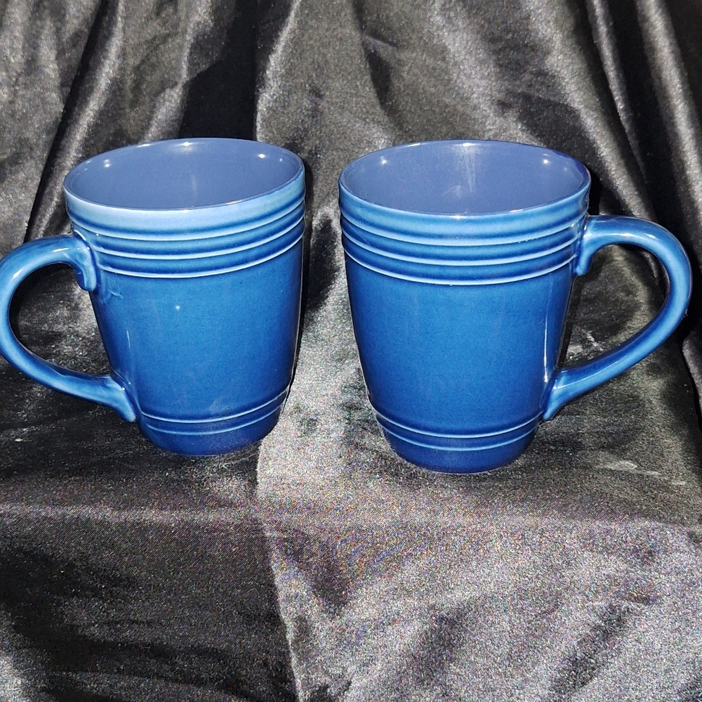 2 Pretty Baum Brothers Coffee Cups~Allure Blue~Ceramic